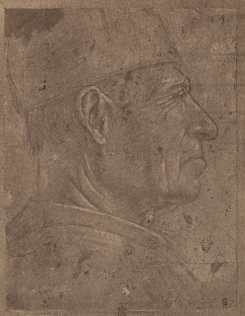 Roger Fenton:[Drawing of a Man's Head in Profile by Agnolo G, Poster Print Wall Art