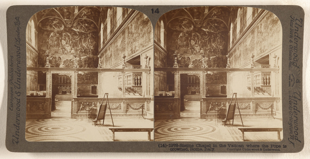 Underwood & Underwood:Sistine Chapel in the Vatican where th, Poster Print Wall Art
