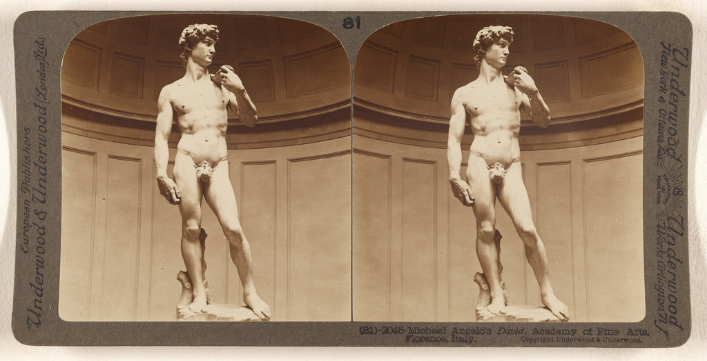 Underwood & Underwood:Michael Angelo's David, Academy of Fin, Poster Print Wall Art