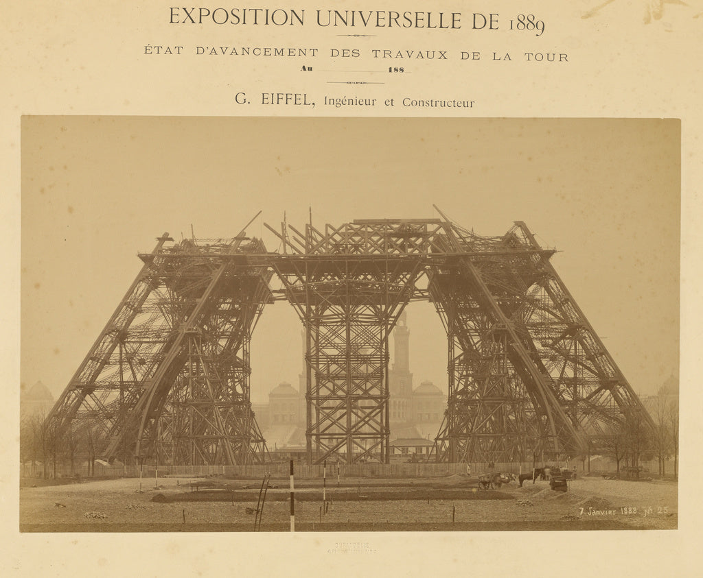Louis-emile Durandelle:The Eiffel Tower: Piers Nearing The F, Poster Print Wall Art