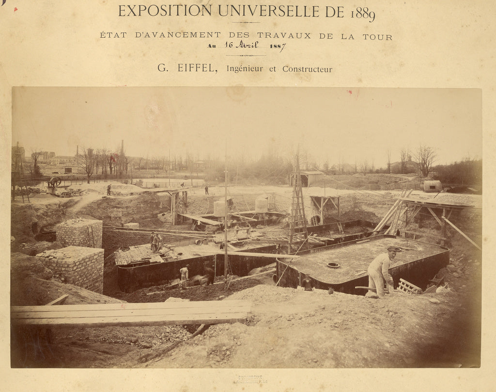Louis-emile Durandelle:Sinking, with compressed air, the for, Poster Print Wall Art