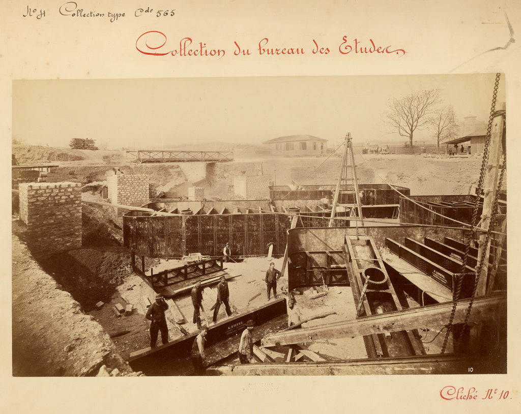 Louis-emile Durandelle:[Placement of the Caissons, Eiffel To, Poster Print Wall Art