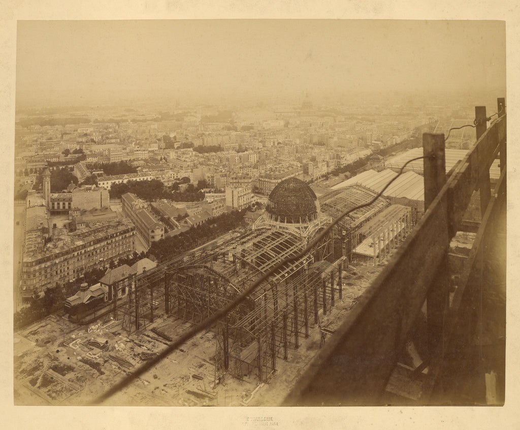 Louis-emile Durandelle:Aerial view of an exhibition building, Poster Print Wall Art