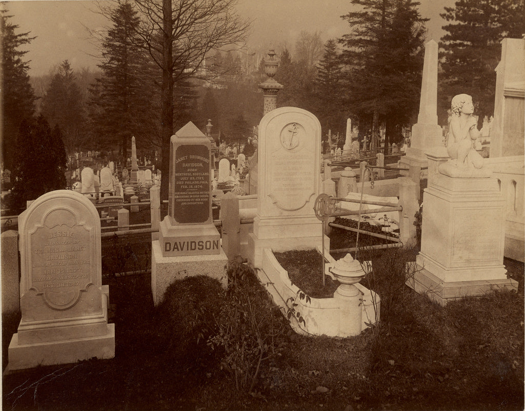 Unknown Artist maker, American:[View of Davidson Tombstones in Laur, Poster Print Wall Art