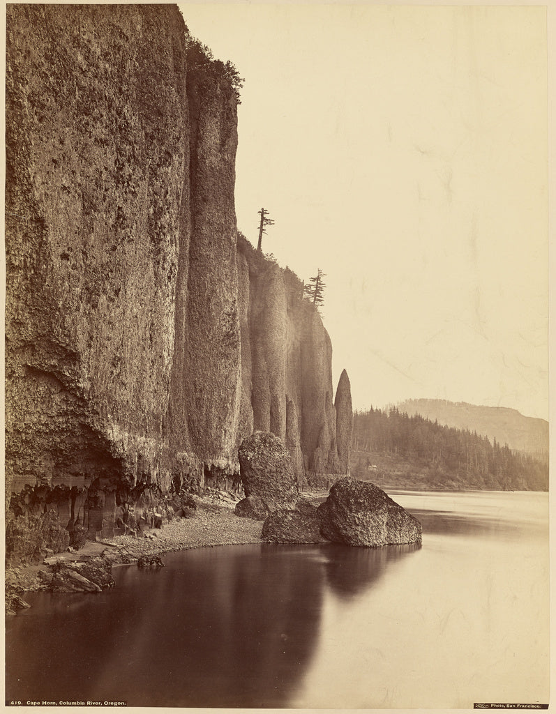 Carleton Watkins:Cape Horn, Columbia River, Oregon., Poster Print Wall Art