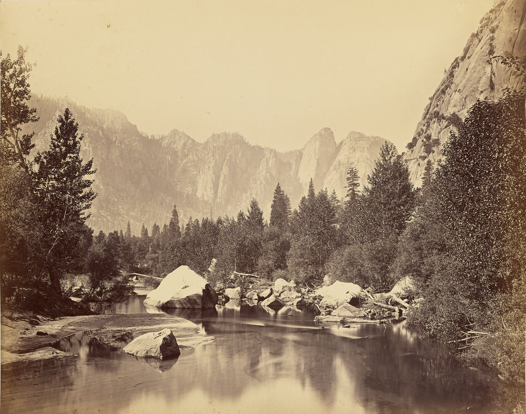 Carleton Watkins:[View of the Merced - Cathedral Rocks in Di, Poster Print Wall Art