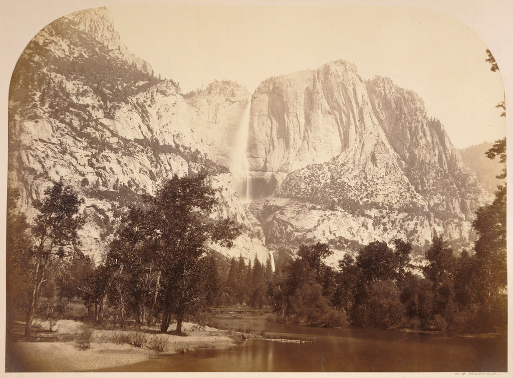 Carleton Watkins:River View, Yo Semite Falls. 2477 ft., Poster Print Wall Art