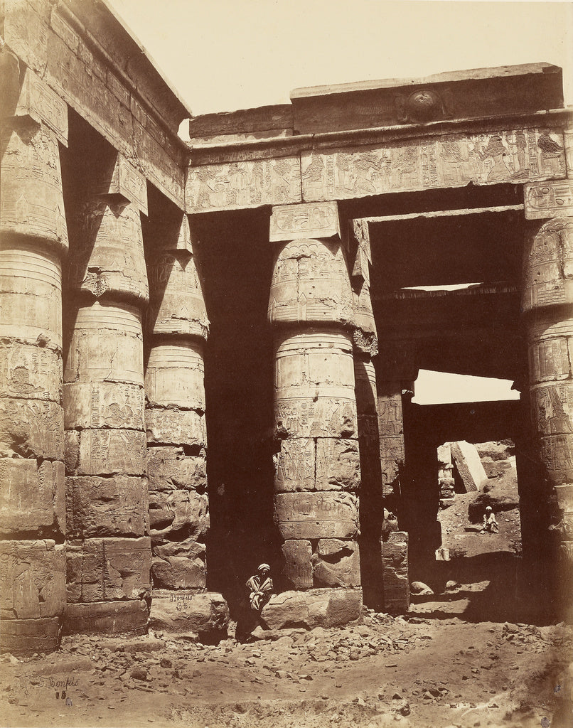 Félix Bonfils:Interieur de la lere cour du Temple de Ramess, Poster Print Wall Art