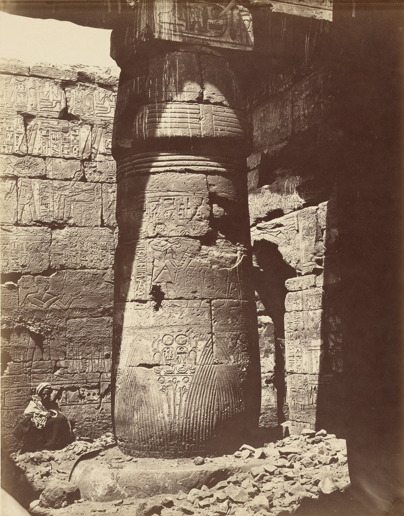 Félix Bonfils:Column in the Second Courtyard of the Temple ,16x12"(A3)Poster