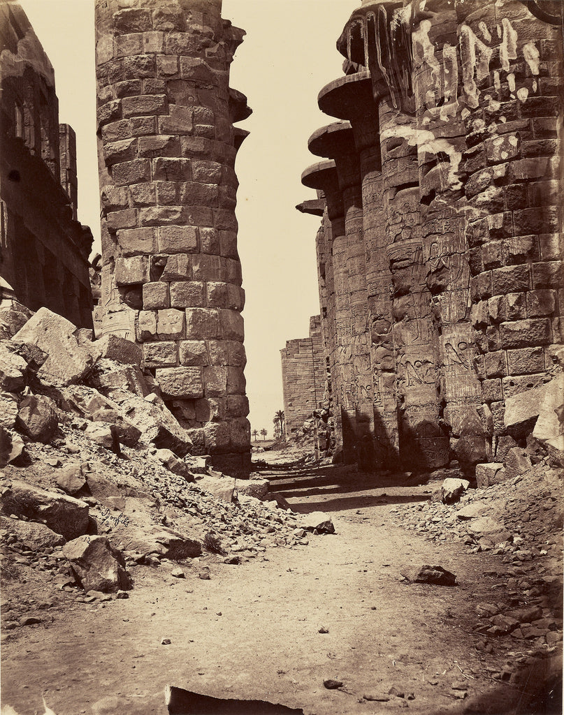 Félix Bonfils:Avenue centrale de la salle hypostyle, prise , Poster Print Wall Art