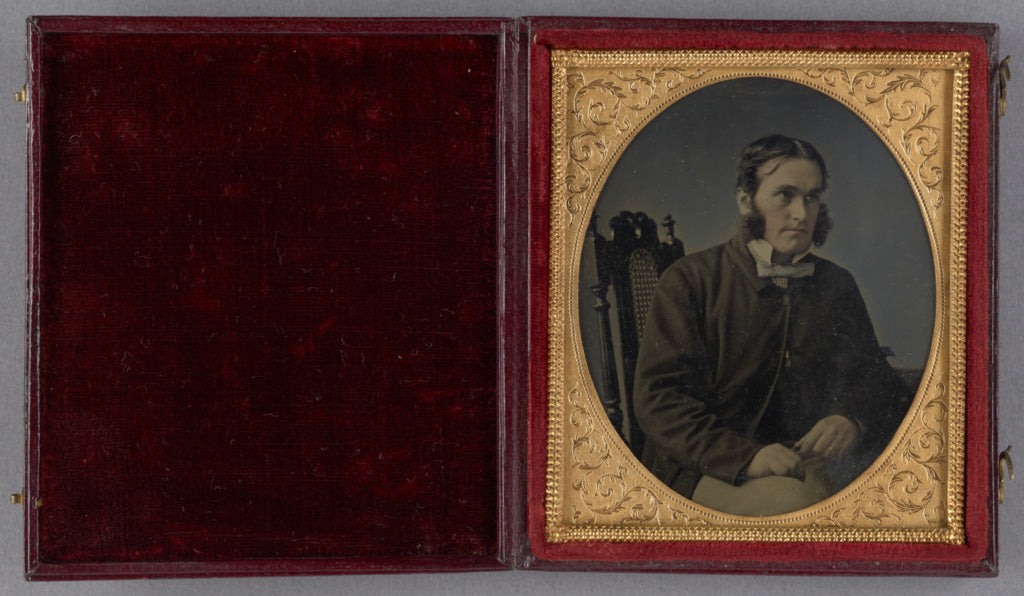 R. Lowe:[Portrait of a Seated Young Man with Extremely Bushy, Poster Print Wall Art