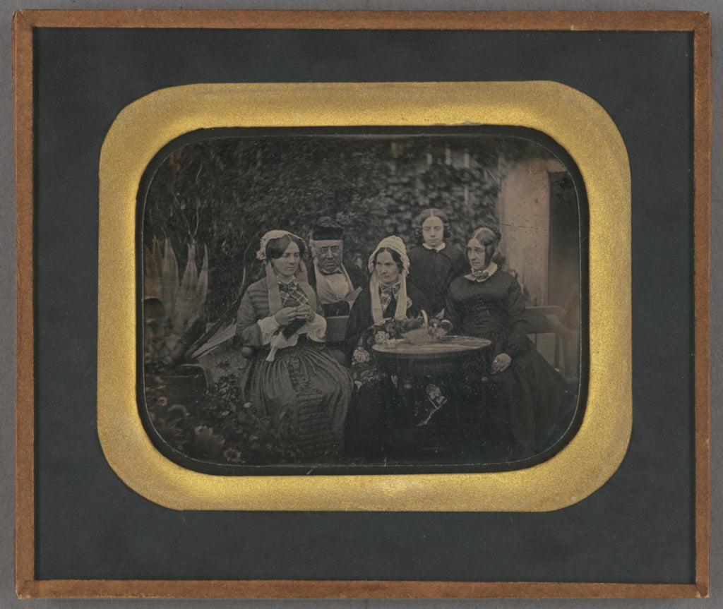 Unknown maker, French:[Group portrait of five people in a ga, Poster Print Wall Art
