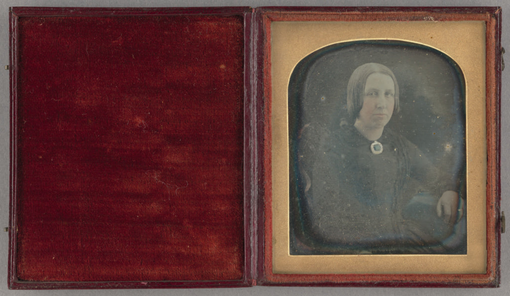Unknown maker, British:[Portrait of a woman wearing a brooch, Poster Print Wall Art