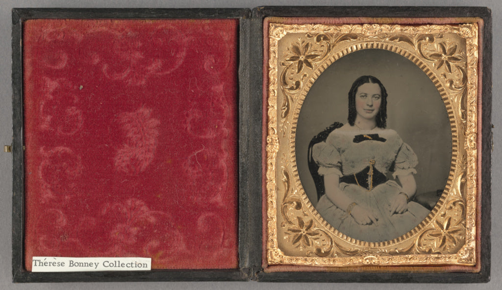 Unknown maker, American:[Portrait of a Seated Woman with Cur, Poster Print Wall Art