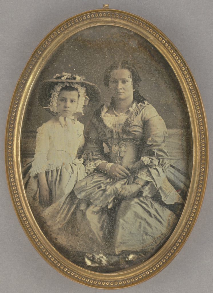 Unknown maker, French:[Portrait of a daughter with her mothe, Poster Print Wall Art