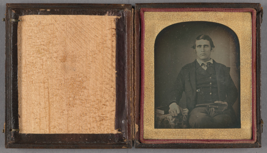 Unknown maker, American:[Portrait of a man seated holding a , Poster Print Wall Art