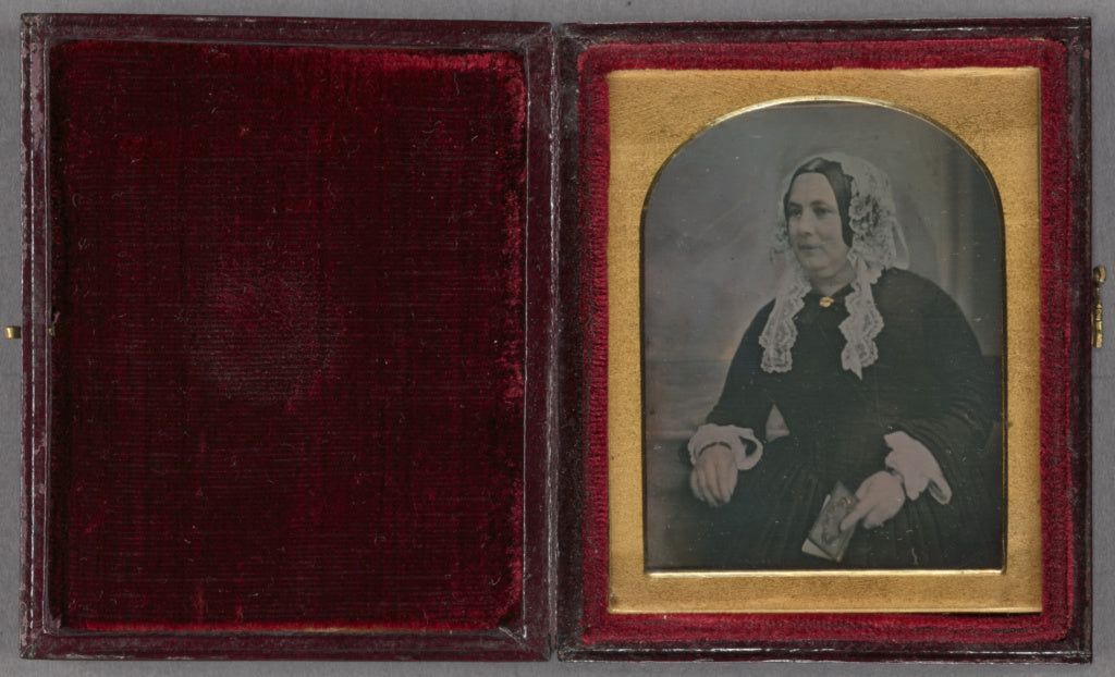 Unknown maker, British:[Portrait of a middle-aged woman in v, Poster Print Wall Art