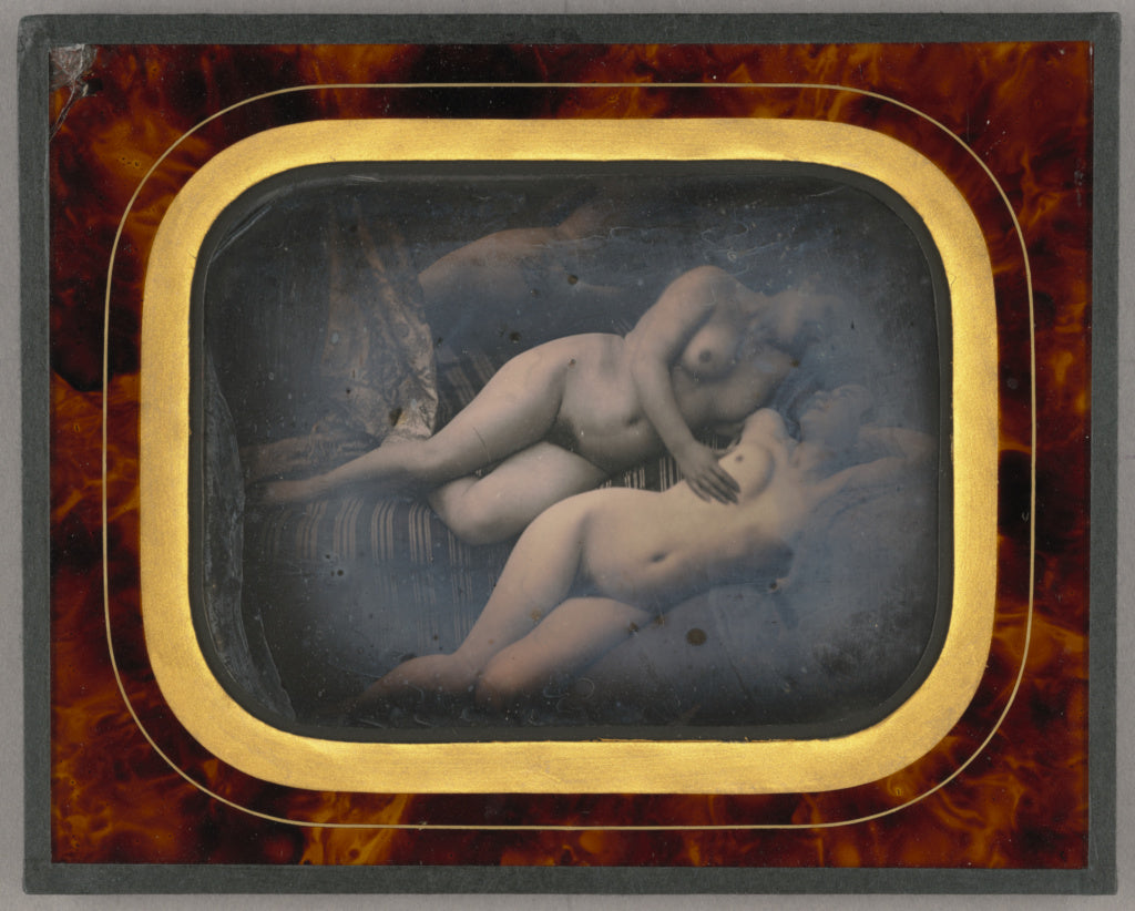 Unknown maker, French:Two Women Embracing, Poster Print Wall Art