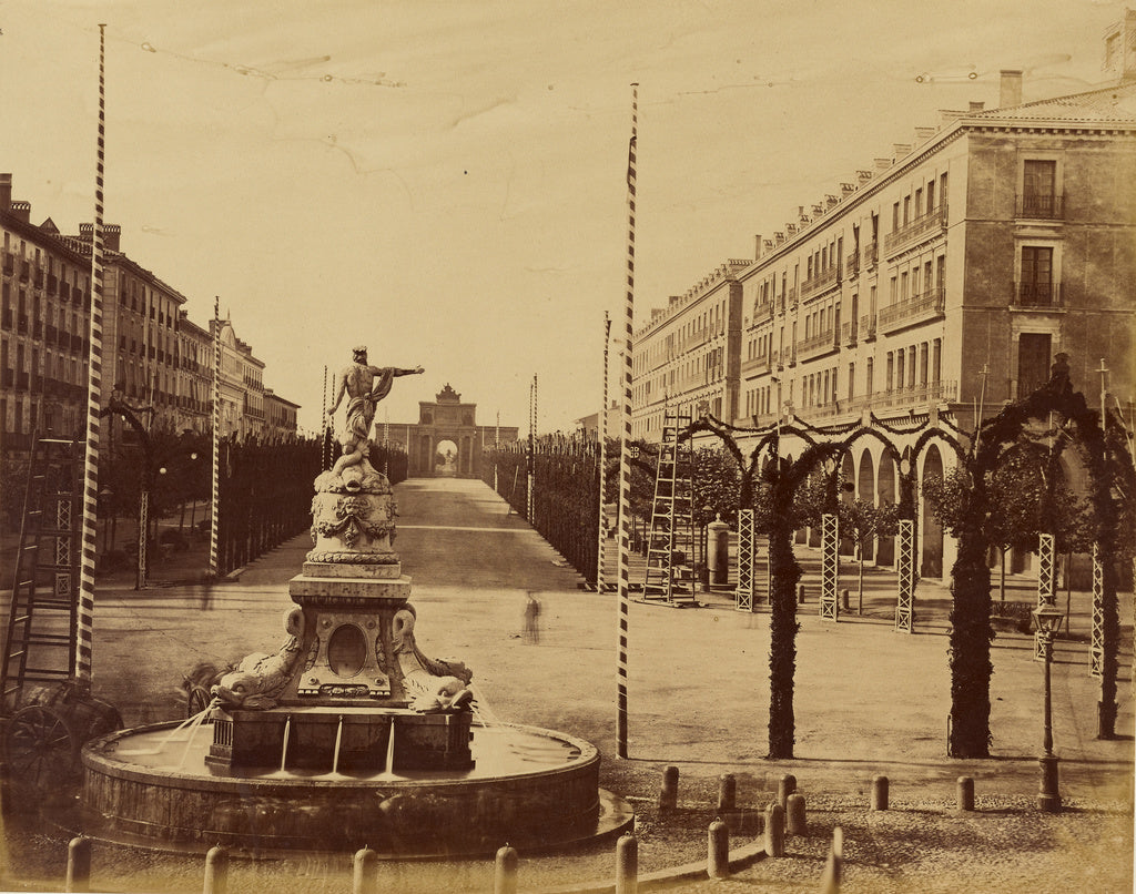 Charles Clifford:Zaragoza. Fountain of Isabel II and the Sal, Poster Print Wall Art