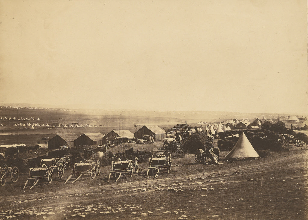 Roger Fenton:Artillery Wagons, Balaklava in the distance., Poster Print Wall Art