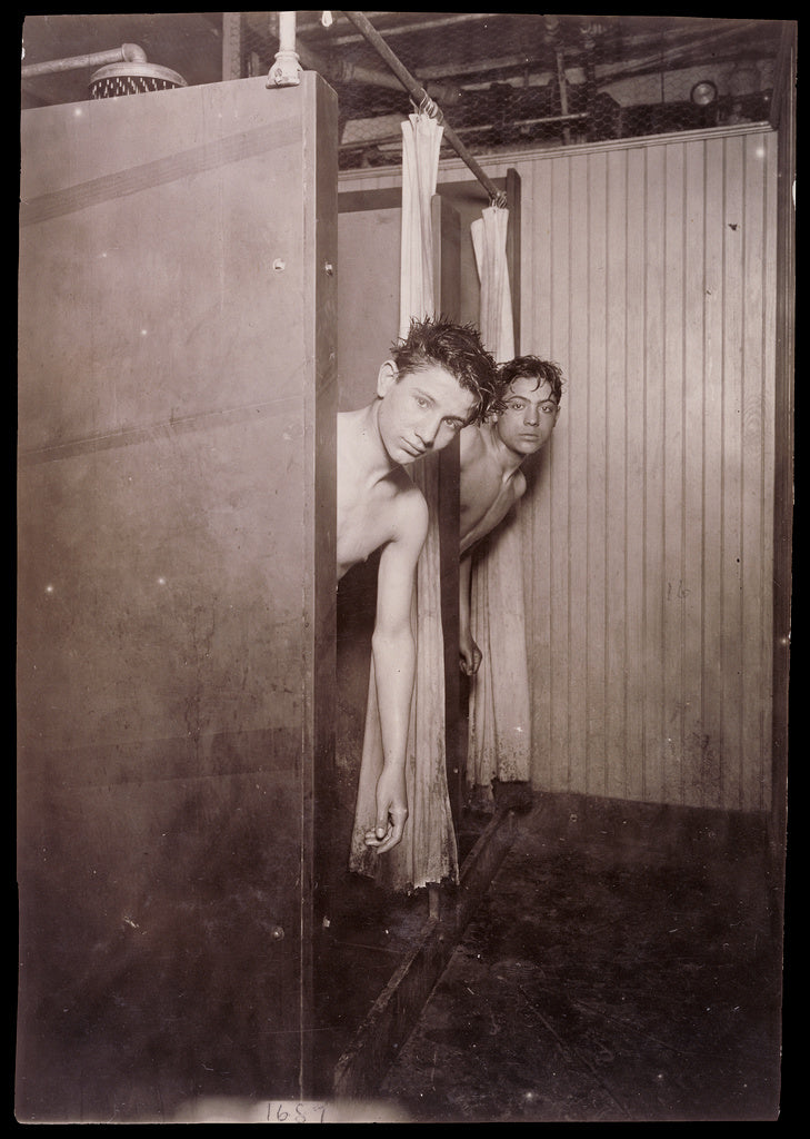 Lewis W. Hine:[Two Boys in Shower, Postal Tel. Co., Broadway, Poster Print Wall Art