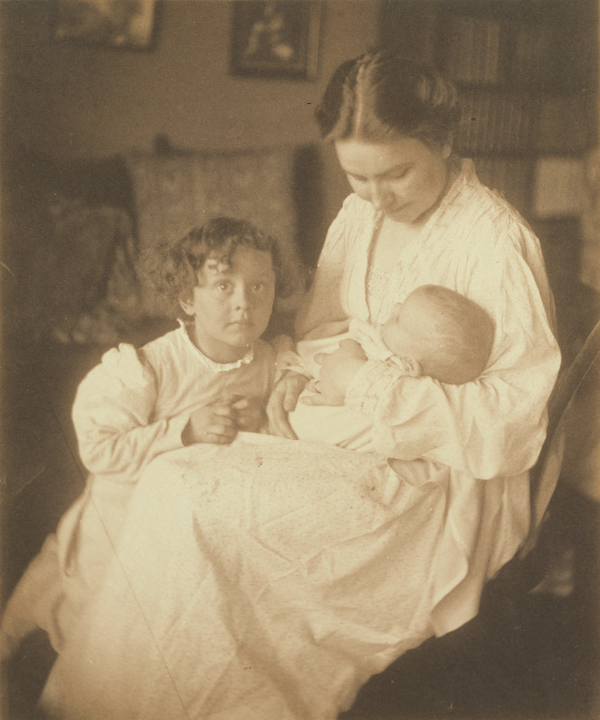 Gertrude Käsebier:[Mother in dressing gown, seated, with in, Poster Print Wall Art
