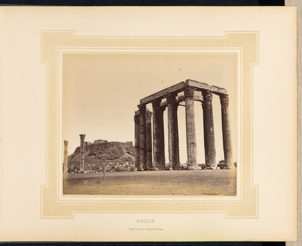 Félix Bonfils:Grèce: Temple de Jupiter Olimpien à Athène, Poster Print Wall Art