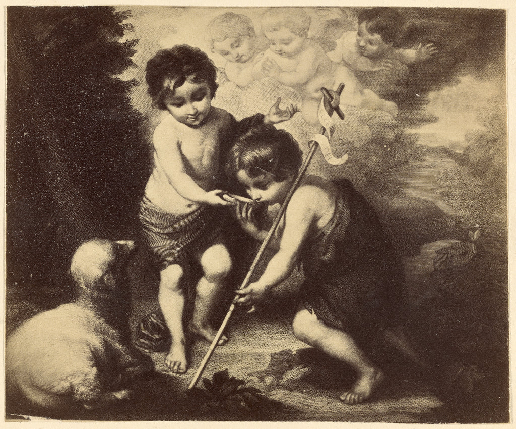 Unknown:[Engraving of Bartolmé Murillo's "The Infant Christ, Poster Print Wall Art