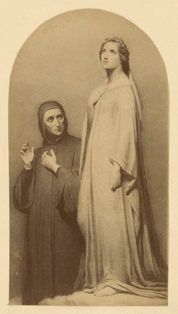 Unknown:[Engraving of "Dante and Beatrice" after Ary Scheffe, Poster Print Wall Art