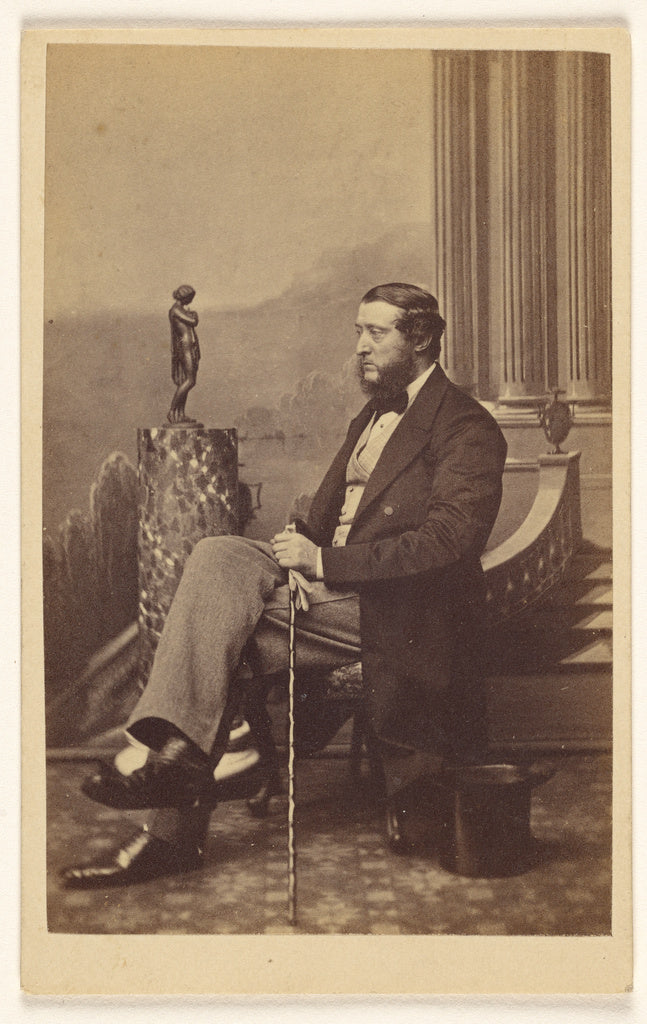 F.W. Baker:[Unidentified bearded man seated, holding a walki, Poster Print Wall Art