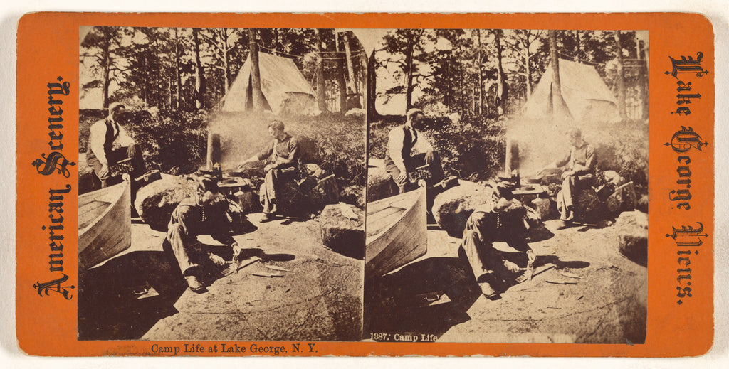 Unknown maker, American:Camp Life at Lake George, N.Y., Poster Print Wall Art
