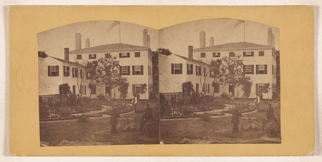 Philip Coombs:[Large house and lawn, people in the garden, p, Poster Print Wall Art