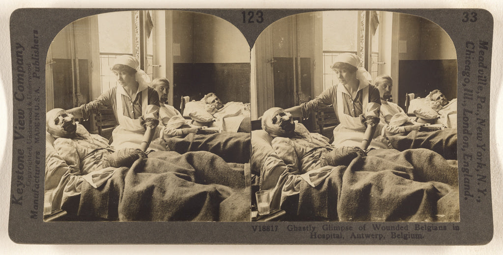 Underwood & Underwood:Ghastly Glimpse of Wounded Belgians in, Poster Print Wall Art