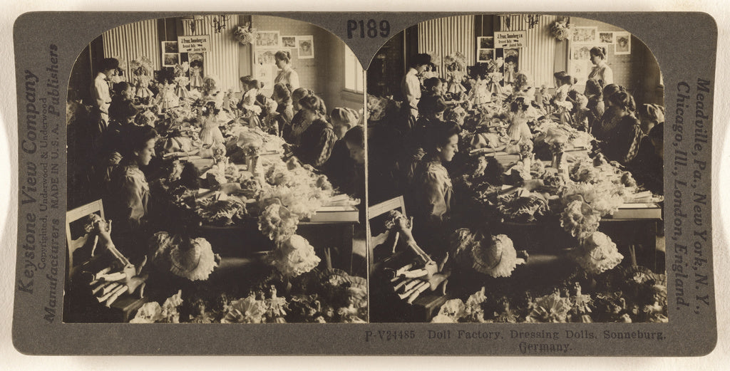 Underwood & Underwood:Doll Factory, Dressing Dolls, Sonnebur, Poster Print Wall Art