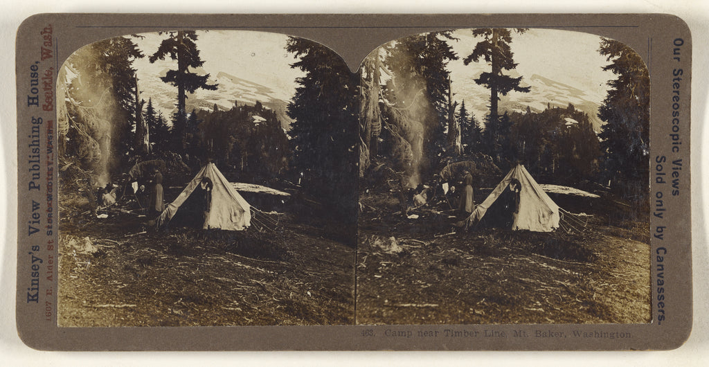 Darius Kinsey:Camp near Timber Line, Mt. Baker, Washington., Poster Print Wall Art