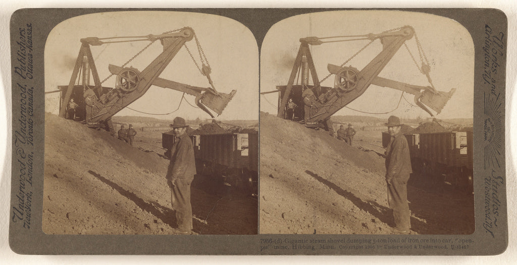 Underwood & Underwood:Gigantic steam shovel dumping 5-ton lo, Poster Print Wall Art