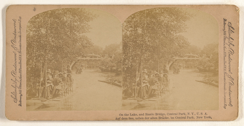 Underwood & Underwood:On the Lake, and Rustic Bridge, Centra, Poster Print Wall Art