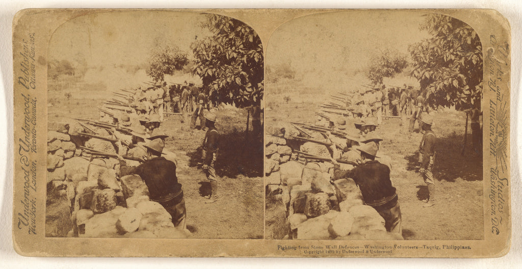 Underwood & Underwood:Fighting from Stone Wall Defences - Wa, Poster Print Wall Art
