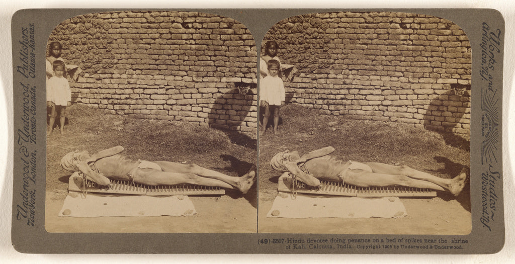 Underwood & Underwood:Hindu devotee doing penance on a bed o, Poster Print Wall Art