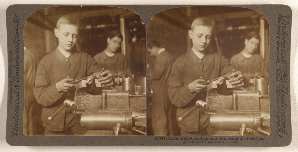 Underwood & Underwood:Filing a shell section and preparing t, Poster Print Wall Art