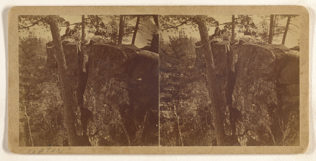 B. F. UptonAttributed to:[People sitting on large rocks in w, Poster Print Wall Art