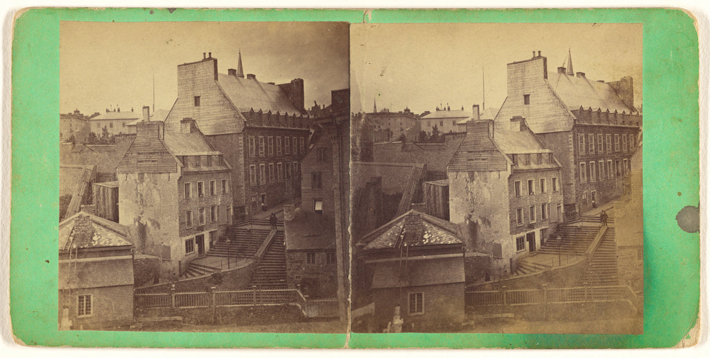 L.P. Vallée:Quebec. Old Post Office and steps leading to Lo, Poster Print Wall Art