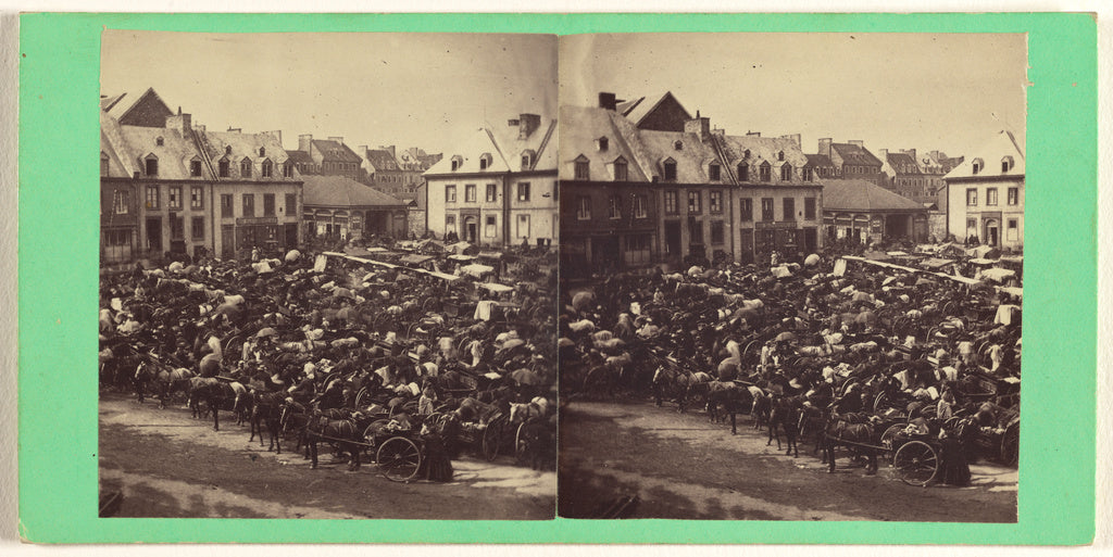 L.P. Vallée:Upper-Town Market-Place., Poster Print Wall Art