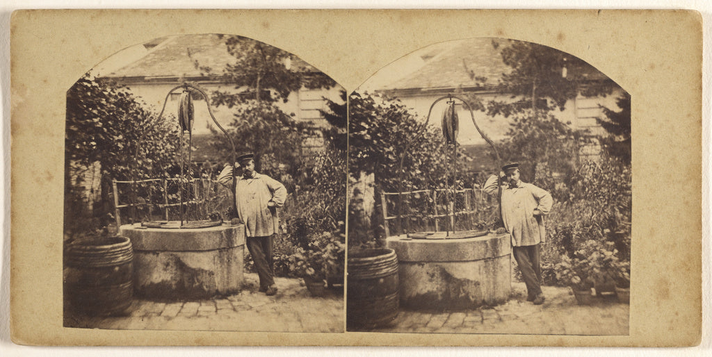 Henry Van Der Helle:[Man wearing cap standing in garden near, Poster Print Wall Art