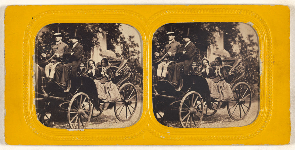 LeBas:[Two ladies in horse-drawn coach with two men in top h, Poster Print Wall Art