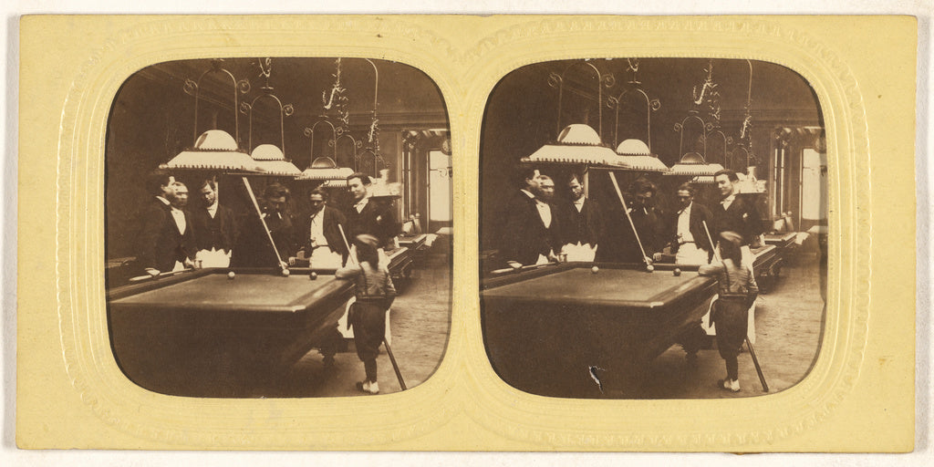 E. Lamy:[Men playing billards, one little boy holding a cue , Poster Print Wall Art