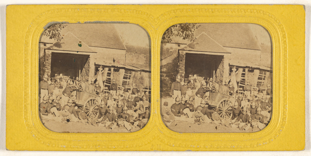 Jules Marinier:[Group of firemen posed outside in front of s, Poster Print Wall Art