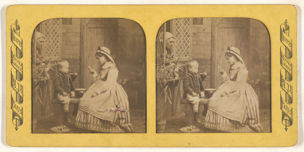 Anatole Pougnet:[Groupes Petites Scenes: little girl and boy, Poster Print Wall Art