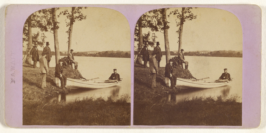 F.A. WaitAttributed to:[Boating scene: two men in rowboat, o, Poster Print Wall Art