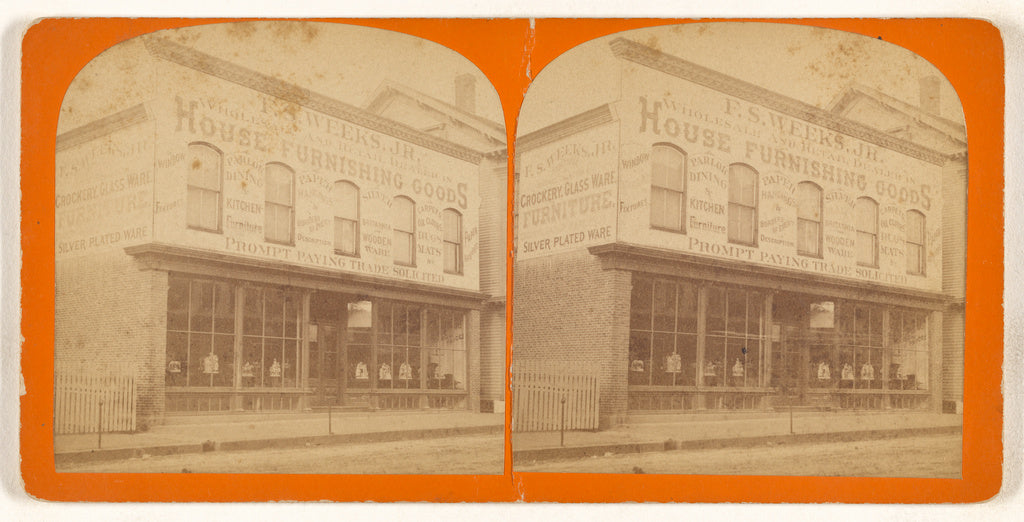 Unknown maker, American:[Exterior view of house-furnishing w, Poster Print Wall Art
